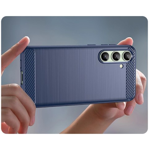 Etui silikonowe Carbon Case do Samsung Galaxy S24 FE - niebieskie Etui silikonowe Carbon Case do Samsung Galaxy S24 FE - niebieskie