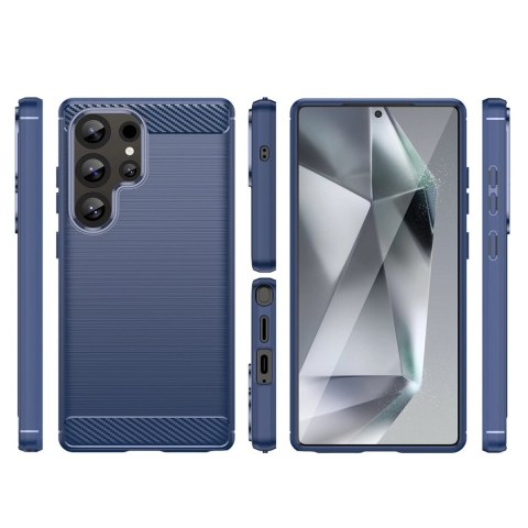 Etui silikonowe Carbon Case do Samsung Galaxy S25 Ultra - niebieskie Etui silikonowe Carbon Case do Samsung Galaxy S25 Ultra - niebieskie