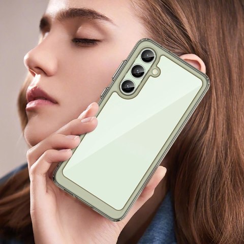 Etui silikonowe Outer Space Case z żelową ramką do Samsung Galaxy S24 FE - przezroczysto-czarne Etui silikonowe Outer Space Case z żelową ramką do Samsung Galaxy S24 FE - przezroczysto-czarne