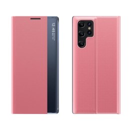 New Sleep Case etui do Samsung Galaxy S24 FE pokrowiec z klapką i podstawką - różowe