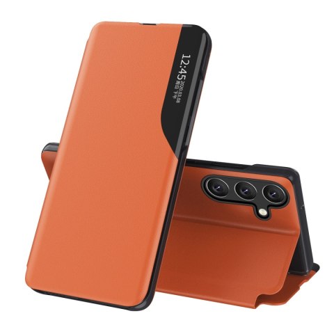 Etui Eco Leather View Case elegancki futerał z klapką i funkcją podstawki na Samsung Galaxy A26 - pomarańczowe Etui Eco Leather View Case elegancki futerał z klapką i funkcją podstawki na Samsung Galaxy A26 - pomarańczowe