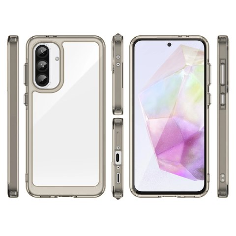 Etui Outer Space Case do Samsung Galaxy A56 pokrowiec z elastyczną ramką - półprzezroczyste, czarne Etui Outer Space Case do Samsung Galaxy A56 pokrowiec z elastyczną ramką - półprzezroczyste, czarne