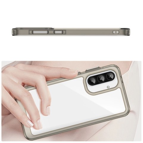 Etui Outer Space Case do Samsung Galaxy A56 pokrowiec z elastyczną ramką - półprzezroczyste, czarne Etui Outer Space Case do Samsung Galaxy A56 pokrowiec z elastyczną ramką - półprzezroczyste, czarne
