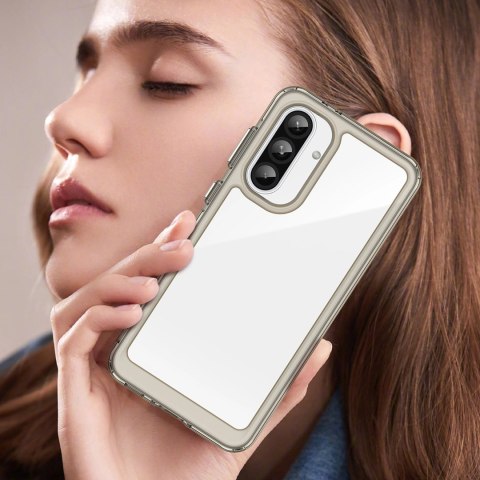 Etui Outer Space Case do Samsung Galaxy A56 pokrowiec z elastyczną ramką - półprzezroczyste, czarne Etui Outer Space Case do Samsung Galaxy A56 pokrowiec z elastyczną ramką - półprzezroczyste, czarne