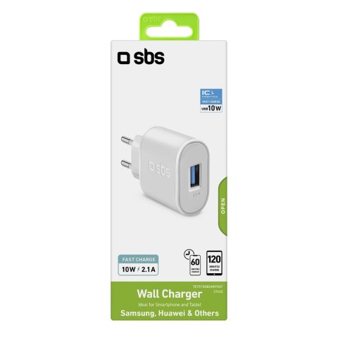 Ładowarka sieciowa SBS TETR1USB2AWFAST 10W USB-A - biała Ładowarka sieciowa SBS TETR1USB2AWFAST 10W USB-A - biała