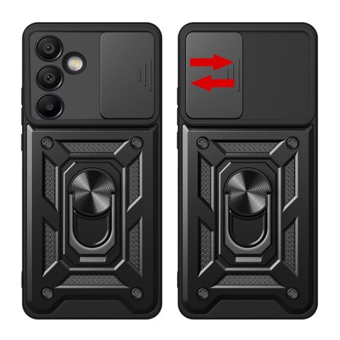 Pancerne etui Hybrid Armor Camshield z podstawką i osłoną aparatu na Samsung Galaxy A26 - czarne Pancerne etui Hybrid Armor Camshield z podstawką i osłoną aparatu na Samsung Galaxy A26 - czarne