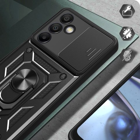 Pancerne etui Hybrid Armor Camshield z podstawką i osłoną aparatu na Samsung Galaxy A26 - czarne Pancerne etui Hybrid Armor Camshield z podstawką i osłoną aparatu na Samsung Galaxy A26 - czarne