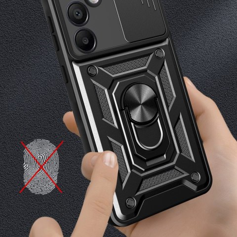 Pancerne etui Hybrid Armor Camshield z podstawką i osłoną aparatu na Samsung Galaxy A26 - czarne Pancerne etui Hybrid Armor Camshield z podstawką i osłoną aparatu na Samsung Galaxy A26 - czarne