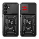 Pancerne etui Hybrid Armor Camshield z podstawką i osłoną aparatu na Samsung Galaxy A56 - czarne Pancerne etui Hybrid Armor Camshield z podstawką i osłoną aparatu na Samsung Galaxy A56 - czarne