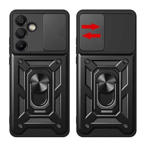 Pancerne etui Hybrid Armor Camshield z podstawką i osłoną aparatu na Samsung Galaxy A56 - czarne Pancerne etui Hybrid Armor Camshield z podstawką i osłoną aparatu na Samsung Galaxy A56 - czarne