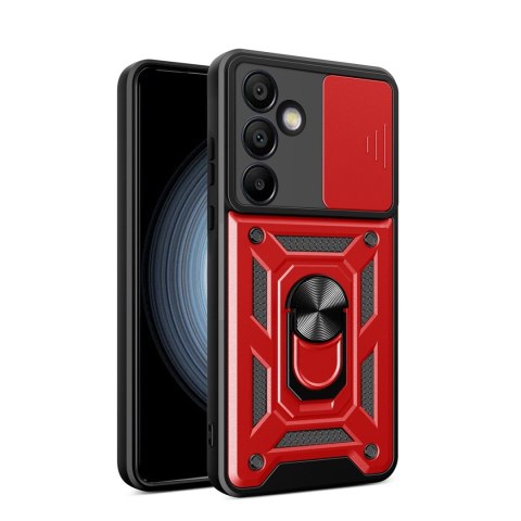 Pancerne etui Hybrid Armor Camshield z podstawką i osłoną aparatu na Samsung Galaxy A56 - czerwone Pancerne etui Hybrid Armor Camshield z podstawką i osłoną aparatu na Samsung Galaxy A56 - czerwone