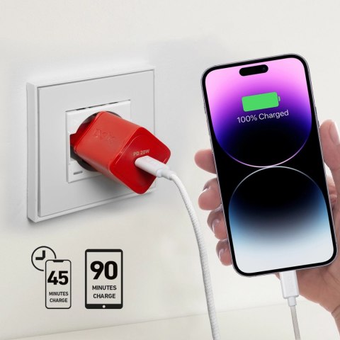 Ładowarka sieciowa SBS TETRGAN1C20R 20W GaN z Power Delivery - czerwona Ładowarka sieciowa SBS TETRGAN1C20R 20W GaN z Power Delivery - czerwona