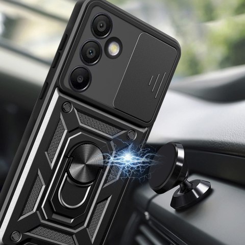 Pancerne etui Hybrid Armor Camshield z podstawką i osłoną aparatu na Samsung Galaxy A36 - czarne Pancerne etui Hybrid Armor Camshield z podstawką i osłoną aparatu na Samsung Galaxy A36 - czarne