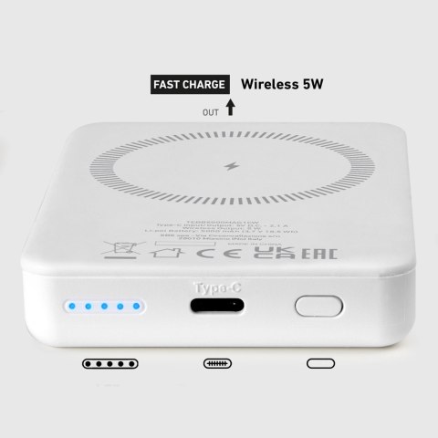 Powerbank SBS TEBB5000MAG1CW 5000 mAh USB-C, kompatybilny z MagSafe - biały Powerbank SBS TEBB5000MAG1CW 5000 mAh USB-C, kompatybilny z MagSafe - biały