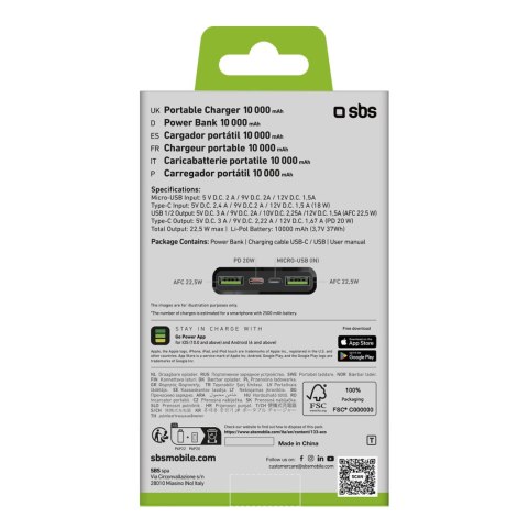 Powerbank SBS TTBB10000FASTPD20K 10000 mAh 20W z Power Delivery - czarny Powerbank SBS TTBB10000FASTPD20K 10000 mAh 20W z Power Delivery - czarny