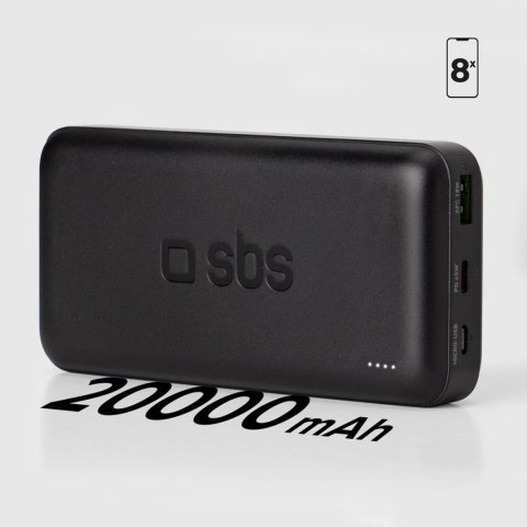 Powerbank SBS TTBB20000PD20K 20000 mAh 20W PD USB-C, USB-A, Micro-USB - czarny Powerbank SBS TTBB20000PD20K 20000 mAh 20W PD USB-C, USB-A, Micro-USB - czarny