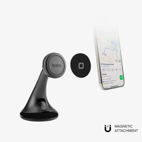 Uchwyt na smartfona SBS TESUPPWINDWIDEK kompatybilny z MagSafe, na deskę rodzielczą / szybę - czarny Uchwyt na smartfona SBS TESUPPWINDWIDEK kompatybilny z MagSafe, na deskę rodzielczą / szybę - czarny