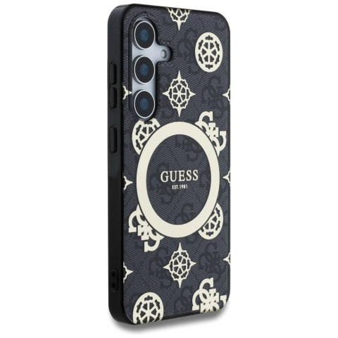 Etui Guess 4G Background Gold Electroplated Peony Pattern MagSafe do Samsung Galaxy S25 czarny Etui Guess 4G Background Gold Electroplated Peony Pattern MagSafe do Samsung Galaxy S25 czarny