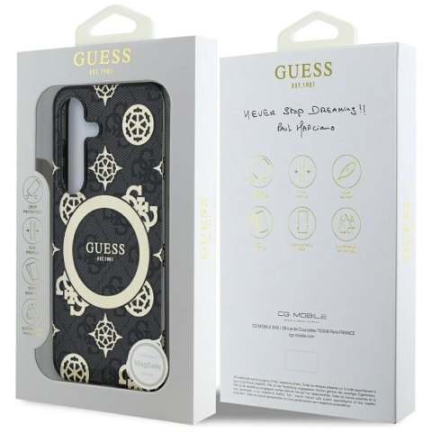 Etui Guess 4G Background Gold Electroplated Peony Pattern MagSafe do Samsung Galaxy S25 czarny Etui Guess 4G Background Gold Electroplated Peony Pattern MagSafe do Samsung Galaxy S25 czarny