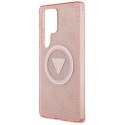 Etui Guess 4G Glitter Triangle Buttons MagSafe do Samsung Galaxy S25 Ultra różowy