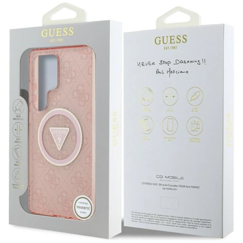 Etui Guess 4G Glitter Triangle Buttons MagSafe do Samsung Galaxy S25 Ultra różowy Etui Guess 4G Glitter Triangle Buttons MagSafe do Samsung Galaxy S25 Ultra różowy