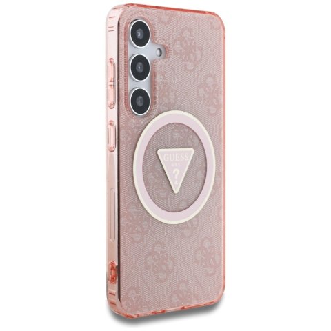 Etui Guess 4G Glitter Triangle Buttons MagSafe do Samsung Galaxy S25 różowy Etui Guess 4G Glitter Triangle Buttons MagSafe do Samsung Galaxy S25 różowy