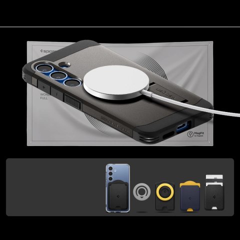 Etui Spigen Tough Armor MagSafe na Samsung Galaxy S25 - szare Etui Spigen Tough Armor MagSafe na Samsung Galaxy S25 - szare