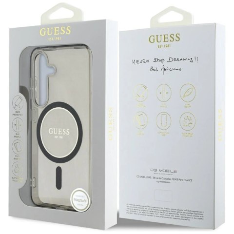 Etui Guess Glitter Circle Classic Logo MagSafe do Samsung Galaxy S25 czarny Etui Guess Glitter Circle Classic Logo MagSafe do Samsung Galaxy S25 czarny