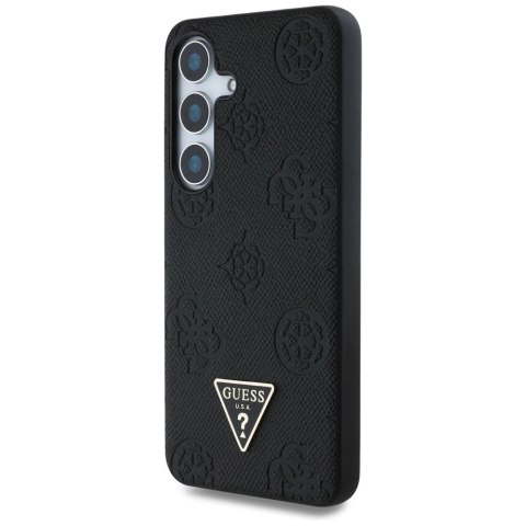 Etui Guess Grained Hot Stamp Peony Pattern Triangle Logo MagSafe do Samsung Galaxy S25 czarny Etui Guess Grained Hot Stamp Peony Pattern Triangle Logo MagSafe do Samsung Galaxy S25 czarny