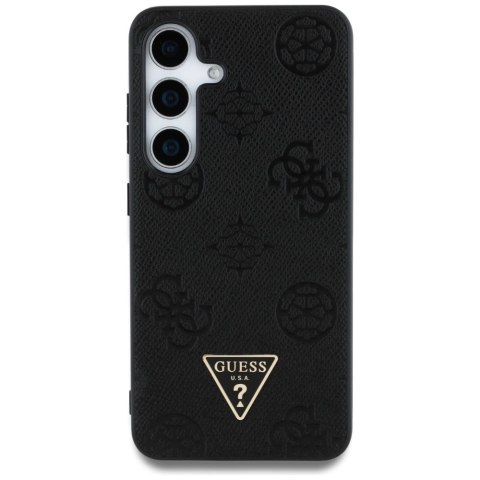 Etui Guess Grained Hot Stamp Peony Pattern Triangle Logo MagSafe do Samsung Galaxy S25 czarny Etui Guess Grained Hot Stamp Peony Pattern Triangle Logo MagSafe do Samsung Galaxy S25 czarny