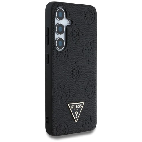 Etui Guess Grained Hot Stamp Peony Pattern Triangle Logo MagSafe do Samsung Galaxy S25 czarny Etui Guess Grained Hot Stamp Peony Pattern Triangle Logo MagSafe do Samsung Galaxy S25 czarny