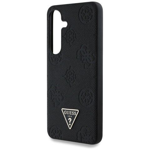 Etui Guess Grained Hot Stamp Peony Pattern Triangle Logo MagSafe do Samsung Galaxy S25 czarny Etui Guess Grained Hot Stamp Peony Pattern Triangle Logo MagSafe do Samsung Galaxy S25 czarny