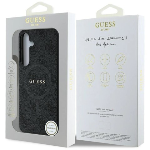Etui Guess Leather 4G Colored Ring Classic Logo MagSafe Samsung Galaxy S25 czarny Etui Guess Leather 4G Colored Ring Classic Logo MagSafe Samsung Galaxy S25 czarny