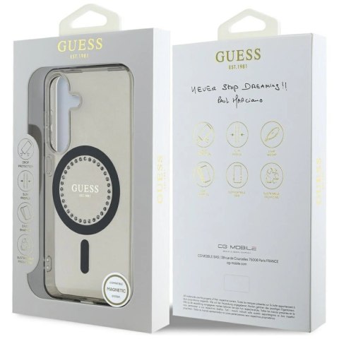 Etui Guess Rhinestones Printed Classic Logo MagSafe Samsung Galaxy S25 czarny Etui Guess Rhinestones Printed Classic Logo MagSafe Samsung Galaxy S25 czarny