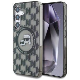Etui Karl Lagerfeld Button Karl&Choupette Heads On KL Pattern MagSafe Samsung Galaxy S25 czarny