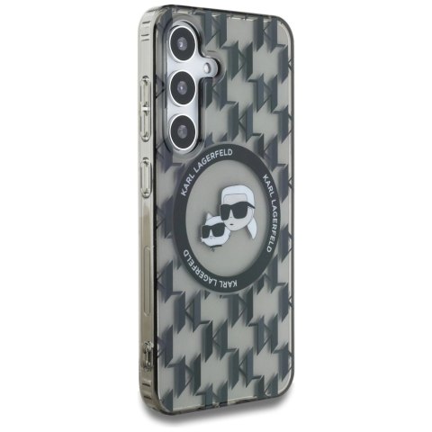 Etui Karl Lagerfeld Button Karl&Choupette Heads On KL Pattern MagSafe Samsung Galaxy S25 czarny Etui Karl Lagerfeld Button Karl&Choupette Heads On KL Pattern MagSafe Samsung Galaxy S25 czarny