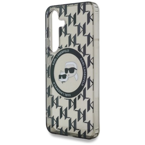 Etui Karl Lagerfeld Button Karl&Choupette Heads On KL Pattern MagSafe Samsung Galaxy S25 czarny Etui Karl Lagerfeld Button Karl&Choupette Heads On KL Pattern MagSafe Samsung Galaxy S25 czarny