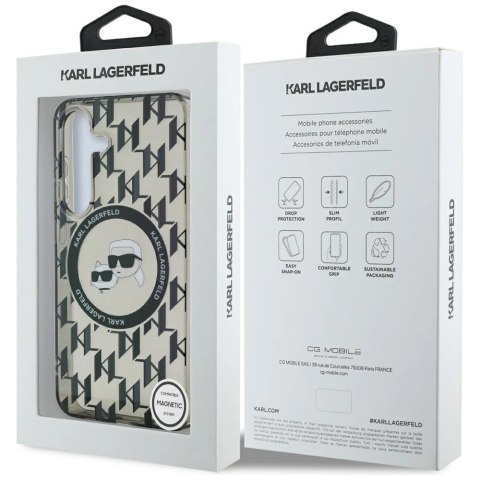 Etui Karl Lagerfeld Button Karl&Choupette Heads On KL Pattern MagSafe Samsung Galaxy S25 czarny Etui Karl Lagerfeld Button Karl&Choupette Heads On KL Pattern MagSafe Samsung Galaxy S25 czarny