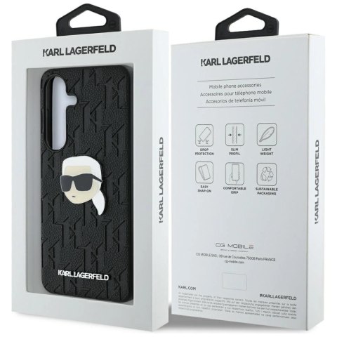 Etui Karl Lagerfeld Leather Monogram Pin Logo Karl Head Samsung Galaxy S25 czarny Etui Karl Lagerfeld Leather Monogram Pin Logo Karl Head Samsung Galaxy S25 czarny