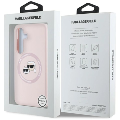 Etui Karl Lagerfeld Silicone Double Heads And Circle MagSafe Samsung Galaxy S25 Plus różowy Etui Karl Lagerfeld Silicone Double Heads And Circle MagSafe Samsung Galaxy S25 Plus różowy