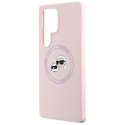 Etui Karl Lagerfeld Silicone Double Heads And Circle MagSafe Samsung Galaxy S25 Ultra różowy