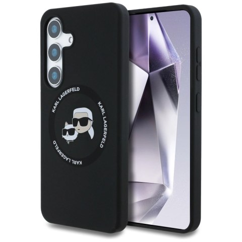 Etui Karl Lagerfeld Silicone Double Heads And Circle MagSafe Samsung Galaxy S25 czarny Etui Karl Lagerfeld Silicone Double Heads And Circle MagSafe Samsung Galaxy S25 czarny