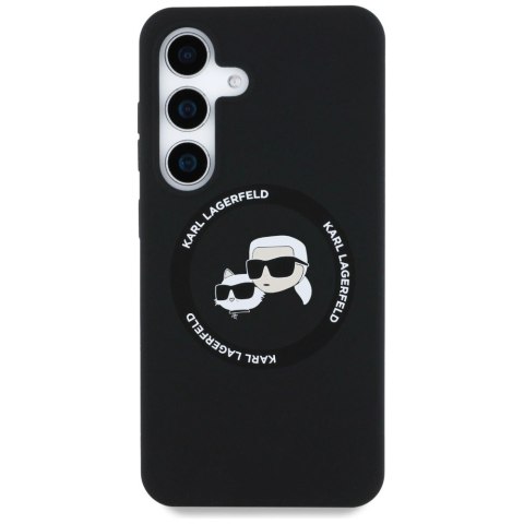 Etui Karl Lagerfeld Silicone Double Heads And Circle MagSafe Samsung Galaxy S25 czarny Etui Karl Lagerfeld Silicone Double Heads And Circle MagSafe Samsung Galaxy S25 czarny