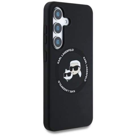 Etui Karl Lagerfeld Silicone Double Heads And Circle MagSafe Samsung Galaxy S25 czarny Etui Karl Lagerfeld Silicone Double Heads And Circle MagSafe Samsung Galaxy S25 czarny