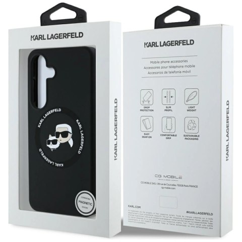 Etui Karl Lagerfeld Silicone Double Heads And Circle MagSafe Samsung Galaxy S25 czarny Etui Karl Lagerfeld Silicone Double Heads And Circle MagSafe Samsung Galaxy S25 czarny