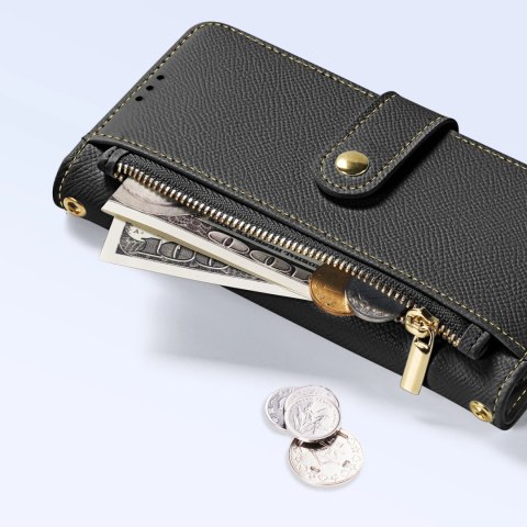 Etui skórzane Dux Ducis Lawa na Samsung Galaxy S25 Ultra z odłączanym portfelem magnetycznym - czarne Etui skórzane Dux Ducis Lawa na Samsung Galaxy S25 Ultra z odłączanym portfelem magnetycznym - czarne