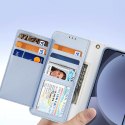 Etui skórzane Dux Ducis Lawa na Samsung Galaxy S25 z odłączanym portfelem magnetycznym - niebieskie