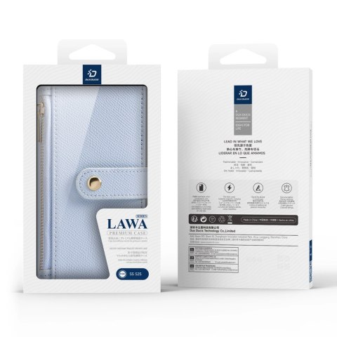 Etui skórzane Dux Ducis Lawa na Samsung Galaxy S25 z odłączanym portfelem magnetycznym - niebieskie Etui skórzane Dux Ducis Lawa na Samsung Galaxy S25 z odłączanym portfelem magnetycznym - niebieskie