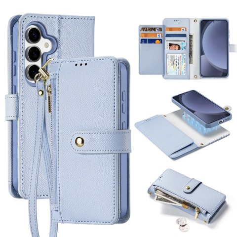 Etui skórzane Dux Ducis Lawa na Samsung Galaxy S25+ z odłączanym portfelem magnetycznym - niebieskie Etui skórzane Dux Ducis Lawa na Samsung Galaxy S25+ z odłączanym portfelem magnetycznym - niebieskie
