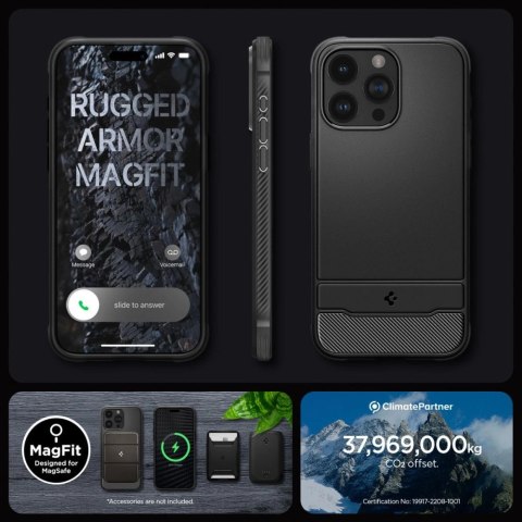 Etui Spigen Rugged Armor Mag z MagSafe na iPhone 15 Pro - czarny mat Etui Spigen Rugged Armor Mag z MagSafe na iPhone 15 Pro - czarny mat